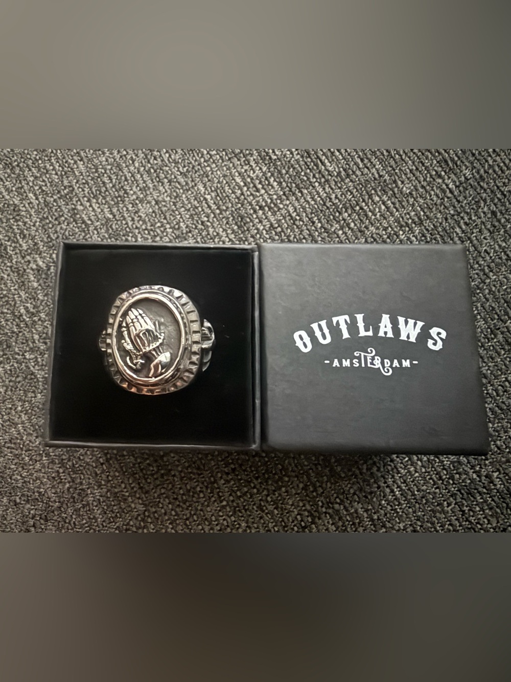 Silver-Tone Men's Prayer Hands  Ring